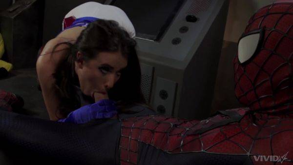 Spiderman uses whole dick to suit brunette's needs in dirty role play - hellporno.com on gratisflix.com
