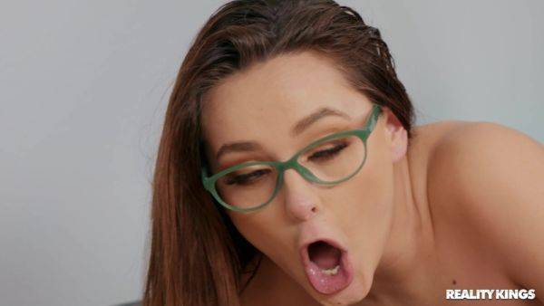 Doggystyle and UnderCOVER Blowjob by brunette nerd in eyeglasses Aften Opal - xhand.com - Usa on gratisflix.com
