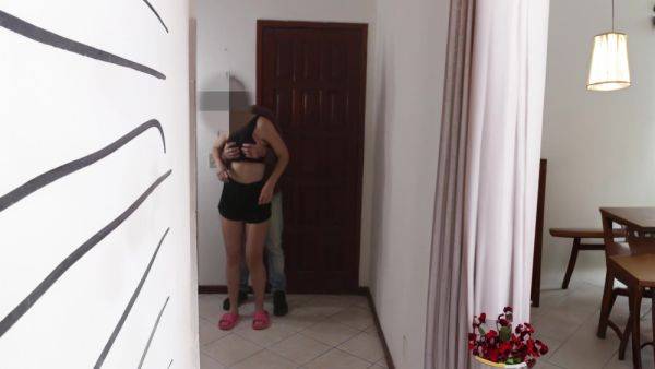 Wife Welcomes The Neighbor To The House While The Cuckold Is In The Bathroom - hclips.com - Brazil on gratisflix.com