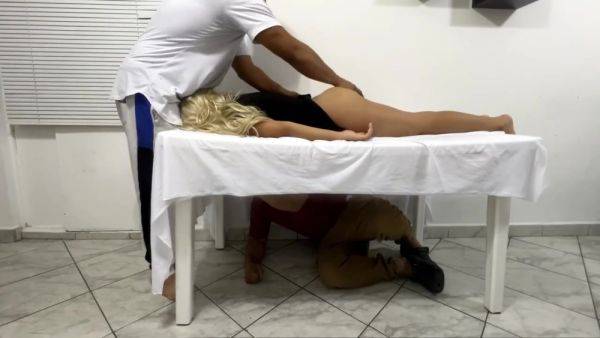 Husband Hides Under The Table To See What The Masseuse Was Doing To His Beautiful Wife Ntr - hotmovs.com - Usa on gratisflix.com