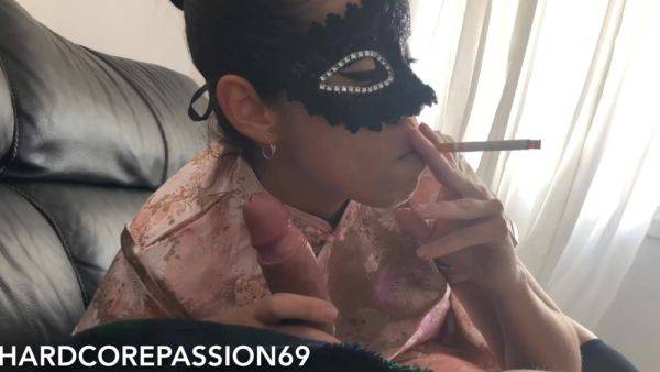 Asian mistress blowing cigarette & cock, rides dick, takes creampie. - anysex.com - Japan on gratisflix.com