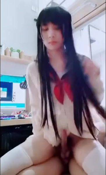 Horny Dude Is Excited To Find a Dick Under the School Uniform Of His Asian Trans-GF - anysex.com on gratisflix.com