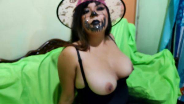 Hot Milf - Porn On Halloween!! Young Woman Witch With Hat Gets And Asks Her Guest To Caress Her Before Having Sex - desi-porntube.com - India on gratisflix.com