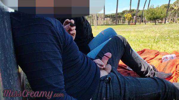 French Teacher Handjob Amateur On Public Park To Student With Cumshot With Miss Creamy - videomanysex.com - France on gratisflix.com