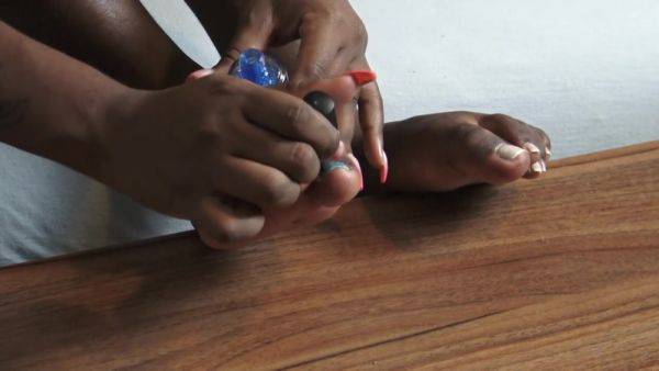 Ebony blue toenails painting by Foot Girls - hotmovs.com on gratisflix.com