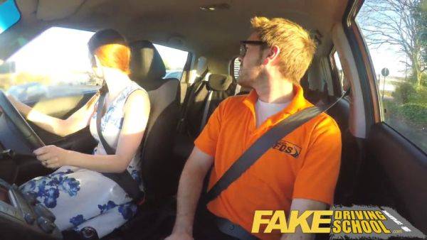 Zara DuRose gets her ginger bush out in a fake driving school POV video - sexu.com on gratisflix.com