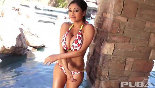 Priya Rai's Big Tits Get Wet Outside by the Pool - veryfreeporn.com - India on gratisflix.com