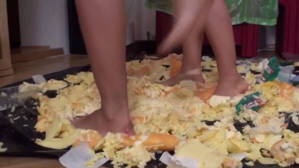 Sluts trampling food in the living room by Foot Girls - hotmovs.com on gratisflix.com