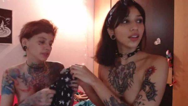 Two girls with tattoos show what they can do with hot pussy - anysex.com on gratisflix.com