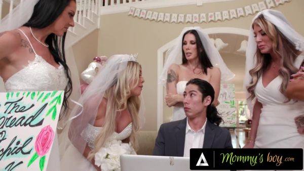 Busty brides share a wedding planner's dick in hot group sex. - anysex.com on gratisflix.com