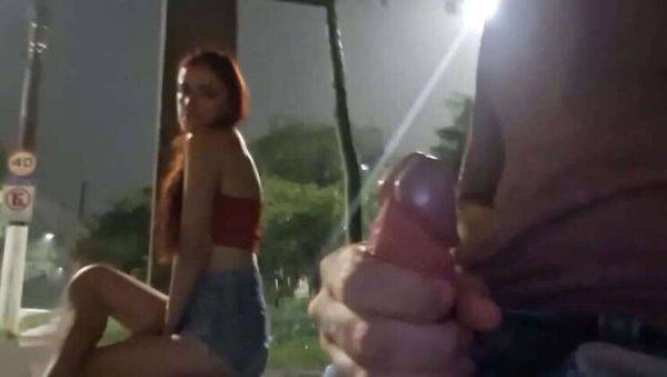 Risky Hand Job on the Street for Redhead at Bus Stop - porntry.com on gratisflix.com