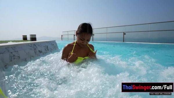 Fun Thai teen GF pool time and horny sex after back in the apartment - hotmovs.com - Thailand on gratisflix.com