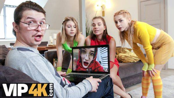 DYKE4K. While man is busy gorgeous ladies in colorful lingerie lick each others clits - txxx.com - Russia on gratisflix.com