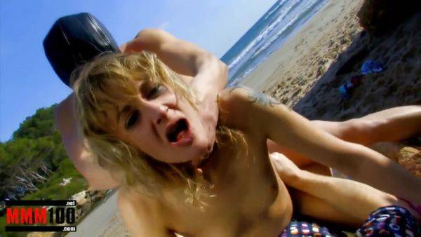 Threesome At The Beach With Blonde French Slut - hotmovs.com - France - Spain on gratisflix.com